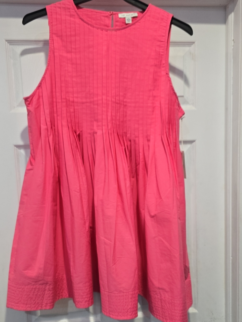 Sleeveless Mini Dress in Vibrant Hot Pink with Pintuck Detail